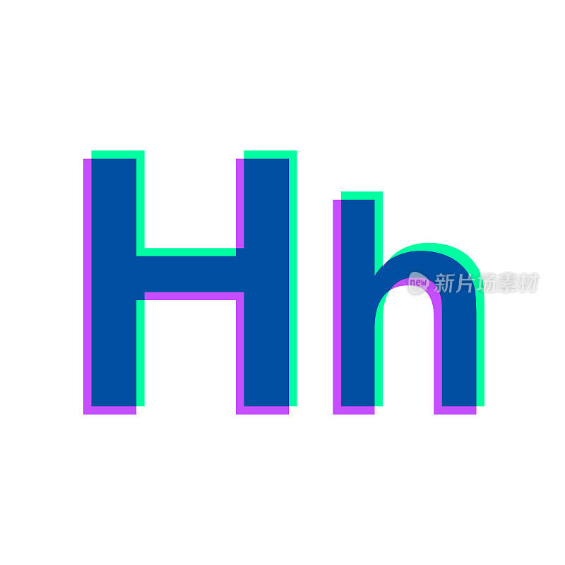 字母H -大写和小写。图标与两种颜色叠加在白色背景上